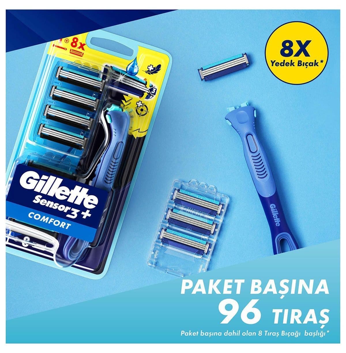 خودتراش Gillette Sensor3+ Comfort با 8 تیغ یدک خودتراش Gillette Sensor3+ Comfort با 8 تیغ یدک