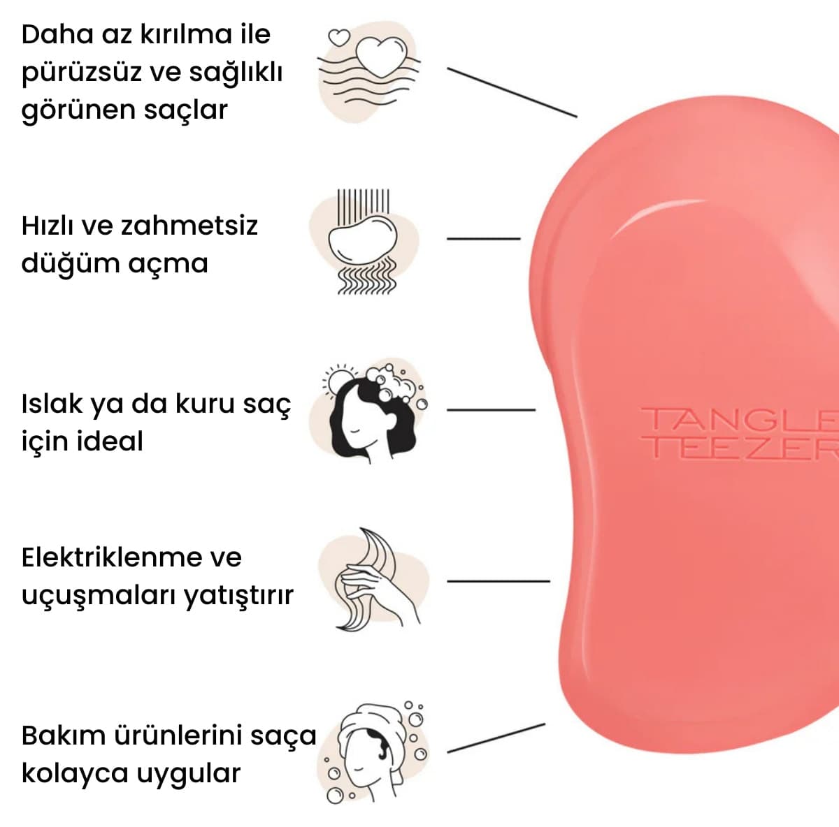 برس مو Tangle Teezer Original برای موهای صاف و فر صورتی سالمونی زرد برس مو Tangle Teezer Original برای موهای صاف و فر صورتی سالمونی زرد