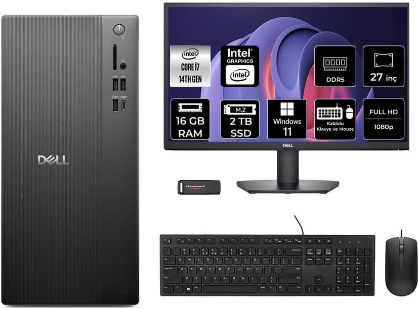 کامپیوتر رومیزی Dell Pro Tower ECT1250 i7 14700 16GB 2TB SSD W11P به همراه مانیتور 27 اینچ کامپیوتر رومیزی Dell Pro Tower ECT1250 i7 14700 16GB 2TB SSD W11P به همراه مانیتور 27 اینچ