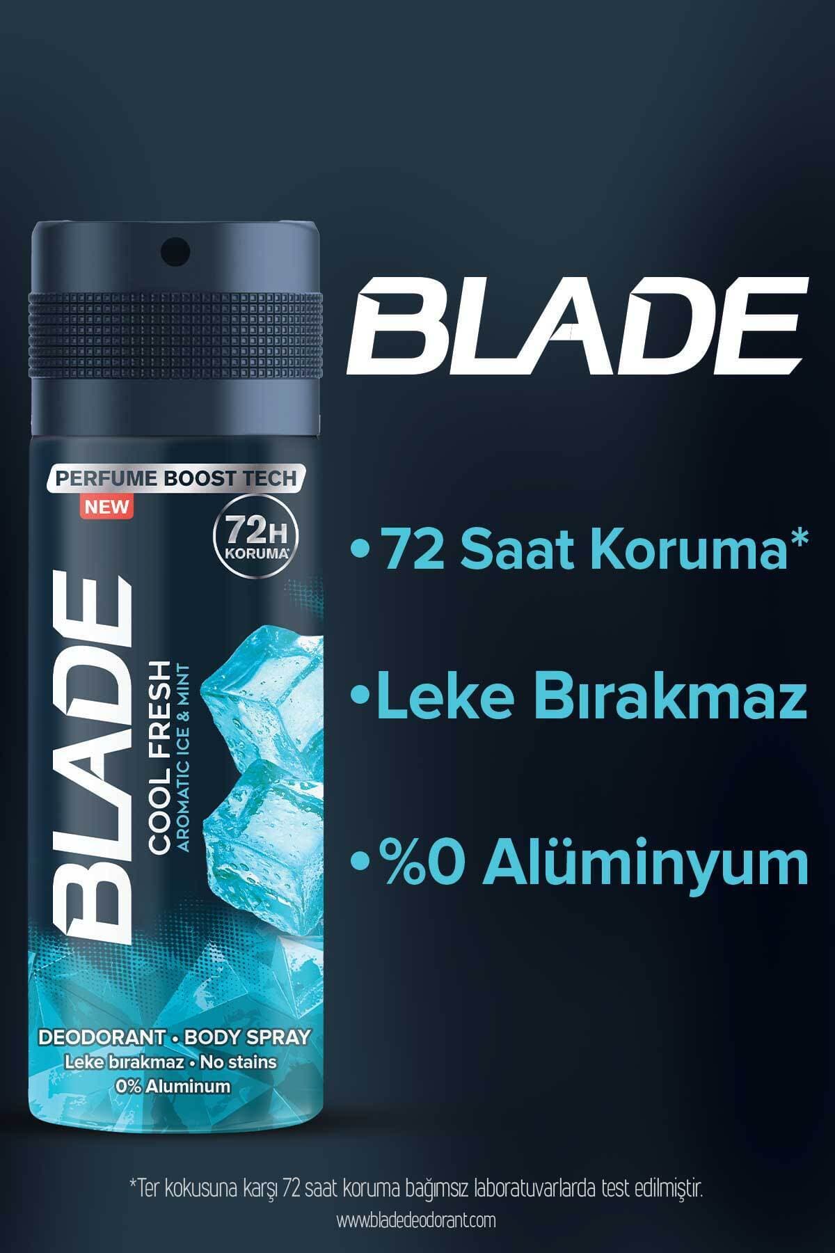 اسپری بدن دئودورانت مردانه بدون آلومینیوم Blade خشکشونده سریع و بدون لکه 6x150ml اسپری بدن دئودورانت مردانه بدون آلومینیوم Blade خشکشونده سریع و بدون لکه 6x150ml