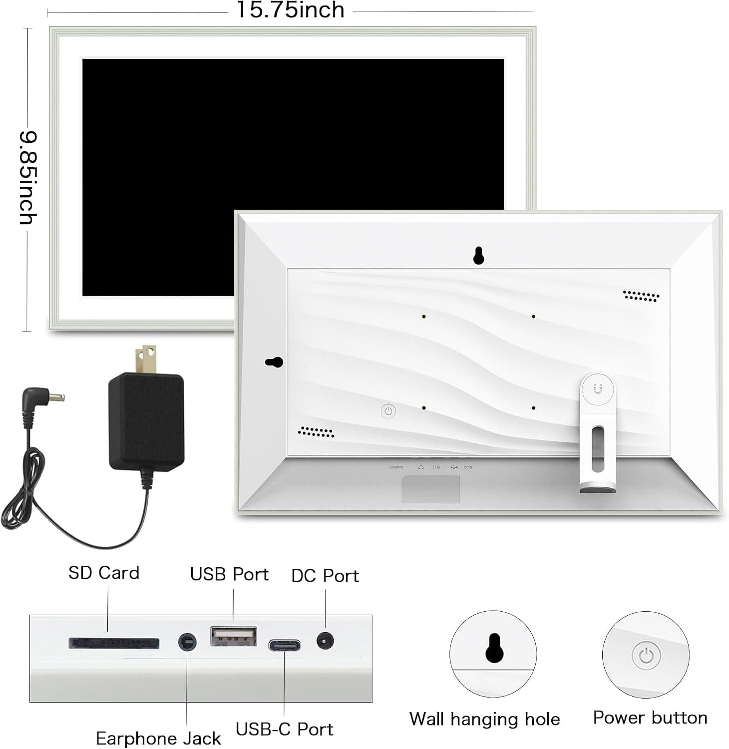 قاب عکس دیجیتال Pastigio Frameo، 15.6 Inch، WiFi، صفحهنمایش لمسی IPS FHD با وضوح 1920*1080، 32GB، رومیزی و دیواری، سفید سفالی قاب عکس دیجیتال Pastigio Frameo، 15.6 Inch، WiFi، صفحهنمایش لمسی IPS FHD با وضوح 1920*1080، 32GB، رومیزی و دیواری، سفید سفالی