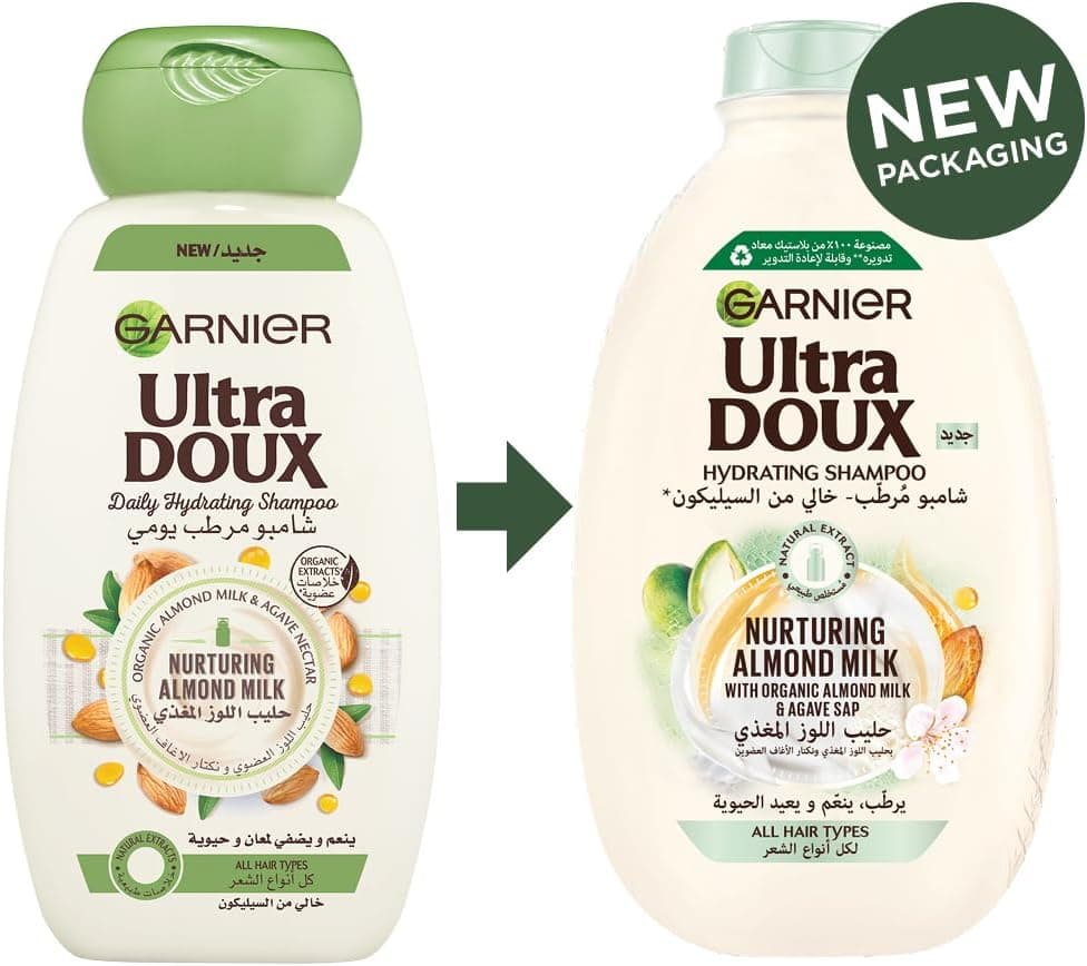 شامپو Garnier Ultra Doux با شیر بادام، 2 × 400 ml شامپو Garnier Ultra Doux با شیر بادام، 2 × 400 ml