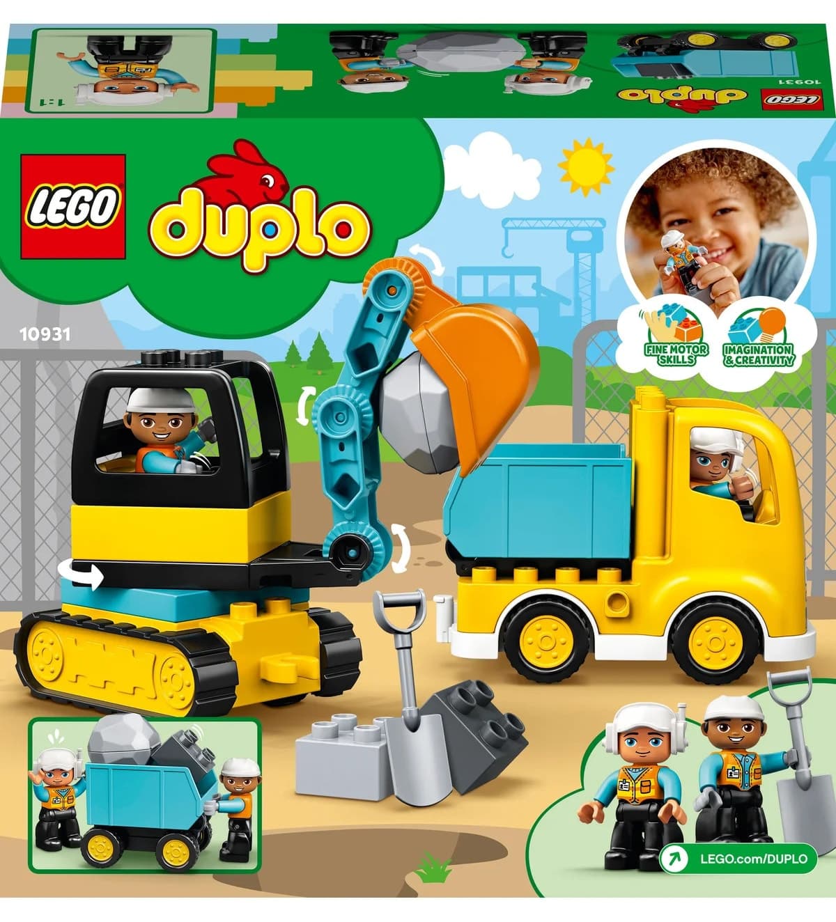 لگو DUPLO کامیون ساختمانی و بیل مکانیکی زنجیری مدل 10931 (20 قطعه) لگو DUPLO کامیون ساختمانی و بیل مکانیکی زنجیری مدل 10931 (20 قطعه)