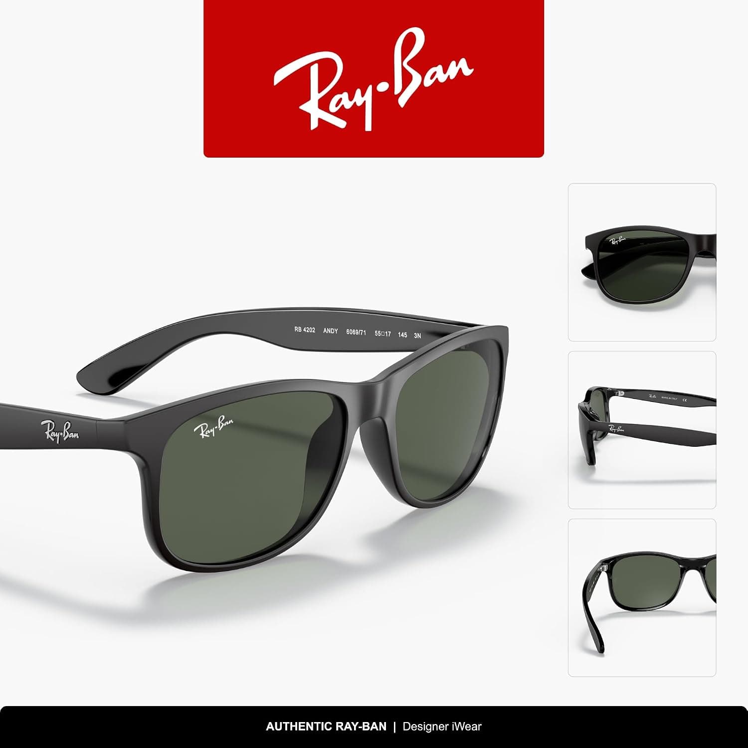 عینک آفتابی Ray-Ban Andy Wayfarer مدل RB4202 عینک آفتابی Ray-Ban Andy Wayfarer مدل RB4202