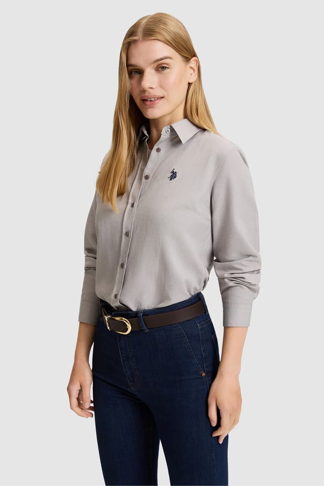 پیراهن زنانه U.S. Polo Assn. خاکستری آستین بلند بیسیک مدل 50324791-VR024 پیراهن زنانه U.S. Polo Assn. خاکستری آستین بلند بیسیک مدل 50324791-VR024