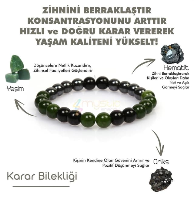 دستبند زنانه Mystic Energy سنگ طبیعی اونیکس، هماتیت و یشم مدل Karar Tılsım دستبند زنانه Mystic Energy سنگ طبیعی اونیکس، هماتیت و یشم مدل Karar Tılsım