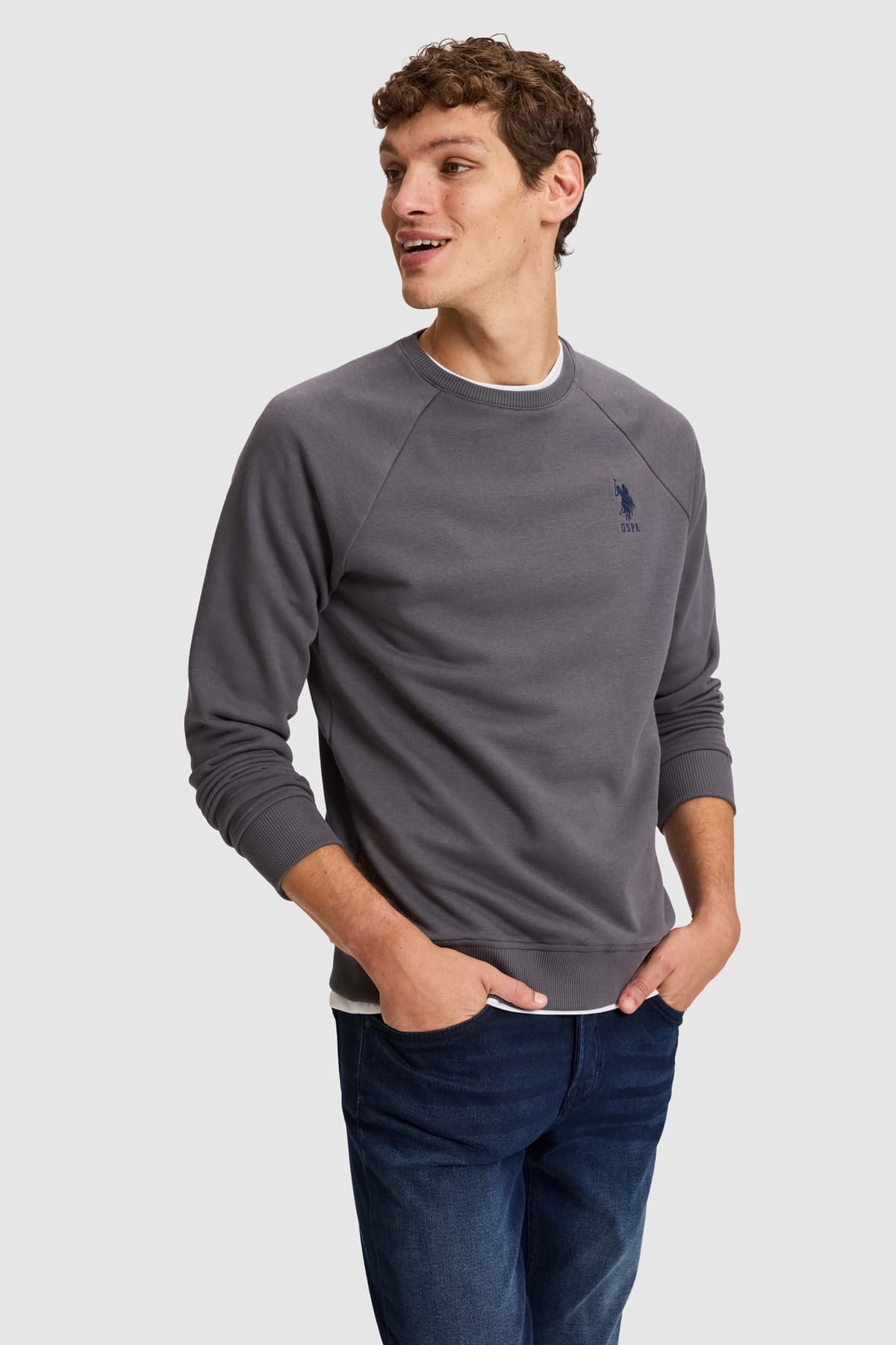 سوئیشرت مردانه U.S. Polo Assn. خاکستری ساده مدل 50329441-VR024 سوئیشرت مردانه U.S. Polo Assn. خاکستری ساده مدل 50329441-VR024