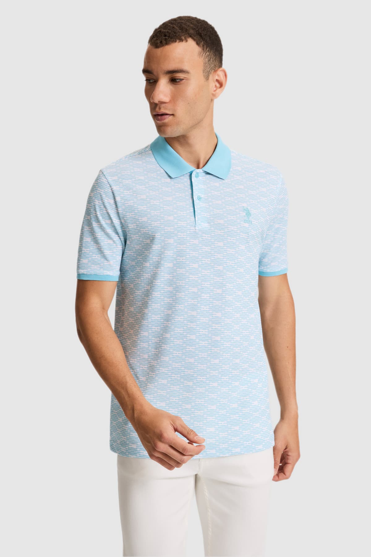 تیشرت مردانه U.S. Polo Assn. Aqua فیت معمولی یقه پولو مدل 50326959-VR007 تیشرت مردانه U.S. Polo Assn. Aqua فیت معمولی یقه پولو مدل 50326959-VR007