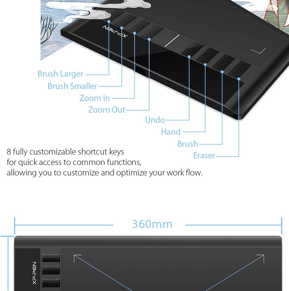 تبلت طراحی XPPen 12 اینچی با 8 کلید میانبر بدون باتری مدل Star03 مشکی تبلت طراحی XPPen 12 اینچی با 8 کلید میانبر بدون باتری مدل Star03 مشکی