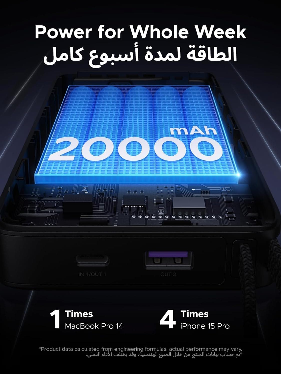 پاوربانک UGREEN 20000mAh با توان 67W و کابل داخلی مدل Nexode پاوربانک UGREEN 20000mAh با توان 67W و کابل داخلی مدل Nexode