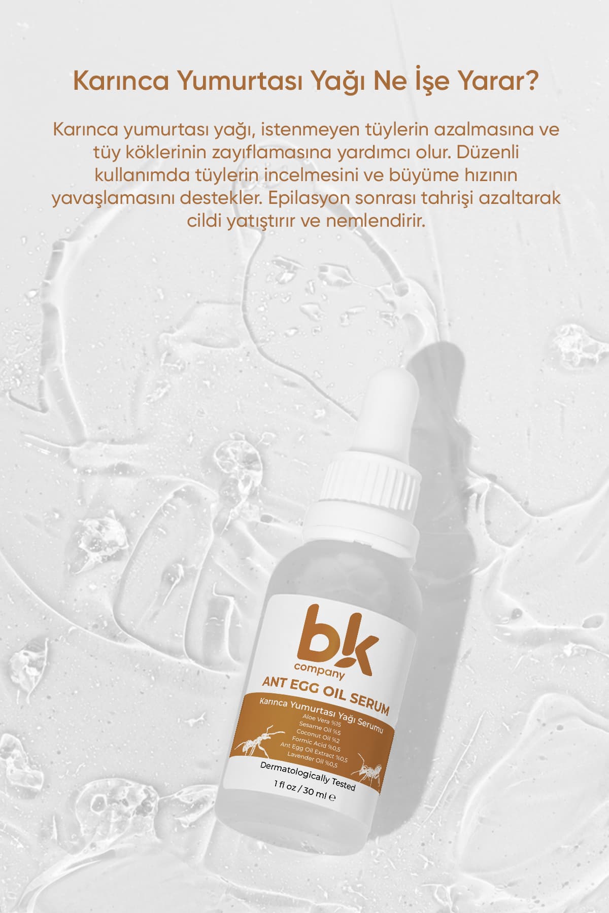 سرم زنانه BK COMPANY روغن تخم مورچه طبیعی کاهش دهنده مو 30ml سرم زنانه BK COMPANY روغن تخم مورچه طبیعی کاهش دهنده مو 30ml