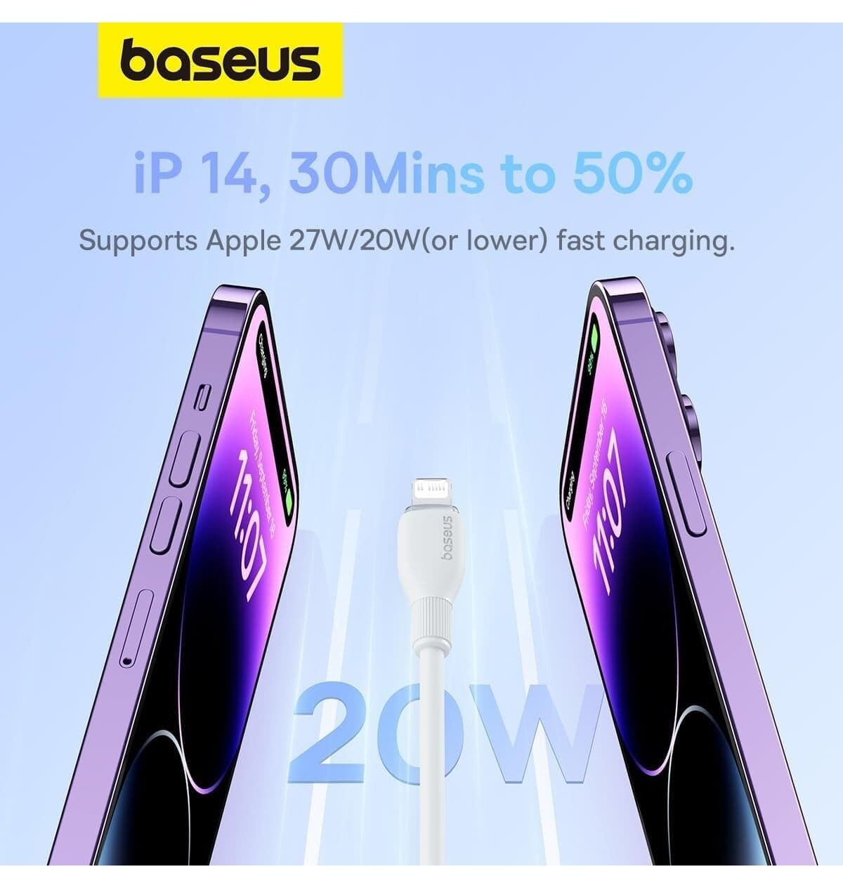 کابل شارژ و انتقال داده Baseus سری Pudding 20W سازگار با iPhone 14 13 12 11 X 7 8 کابل شارژ و انتقال داده Baseus سری Pudding 20W سازگار با iPhone 14 13 12 11 X 7 8