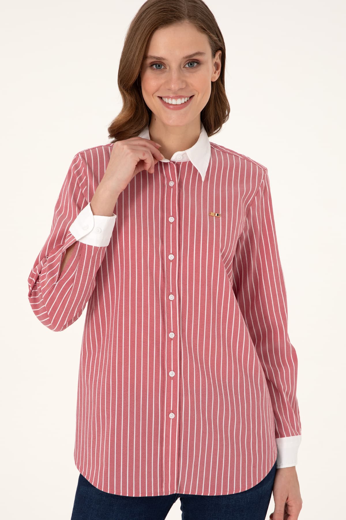 پیراهن تونیک زنانه U.S. Polo Assn. راهراه آلبالویی آستین بلند مدل 50297107-VR223 پیراهن تونیک زنانه U.S. Polo Assn. راهراه آلبالویی آستین بلند مدل 50297107-VR223