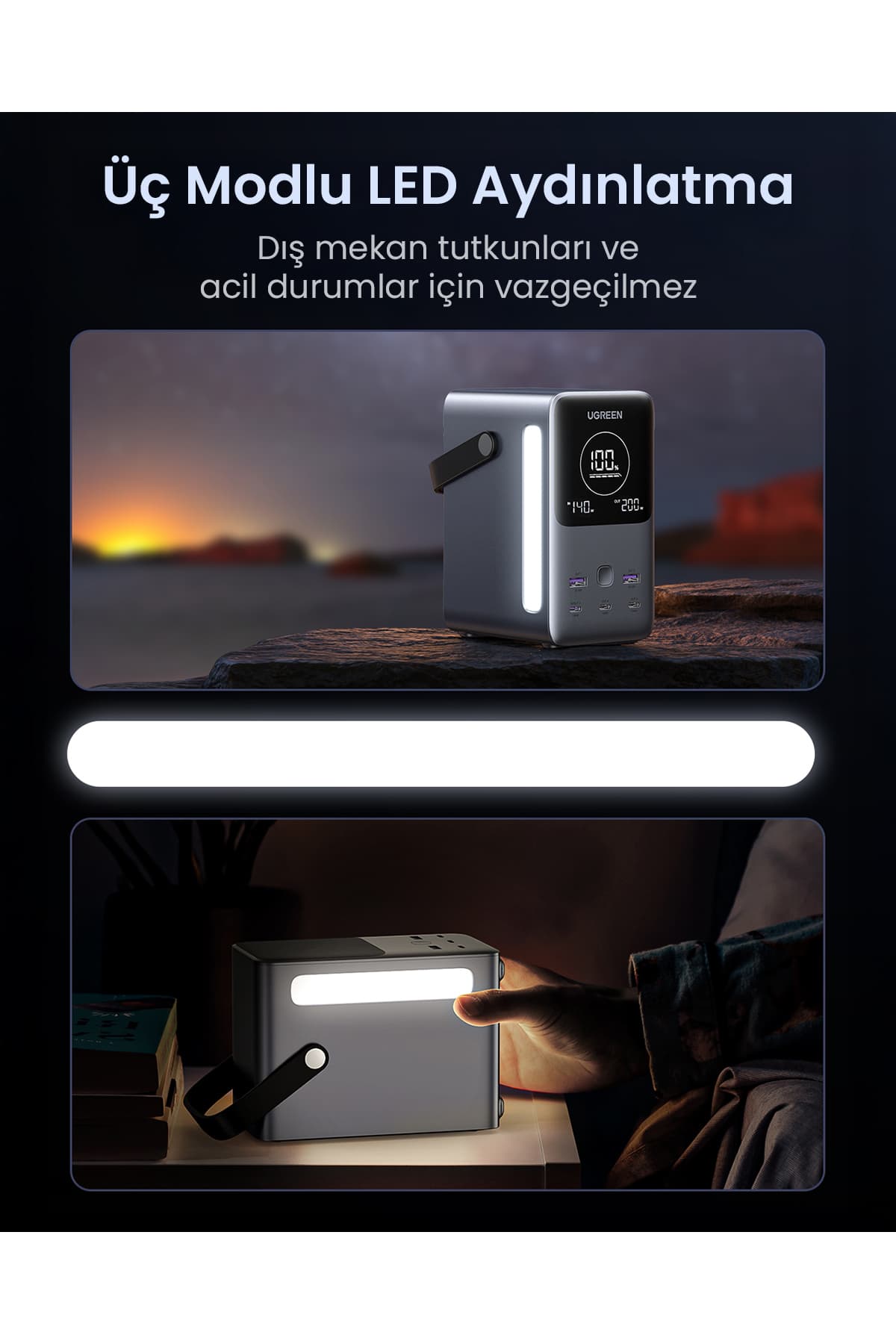 ایستگاه شارژ Ugreen پنجپورته 48.000 mAh با توان 300W، 3xUSB-C و 2xUSB-A، خاکستری فضایی مدل 25286 ایستگاه شارژ Ugreen پنجپورته 48.000 mAh با توان 300W، 3xUSB-C و 2xUSB-A، خاکستری فضایی مدل 25286