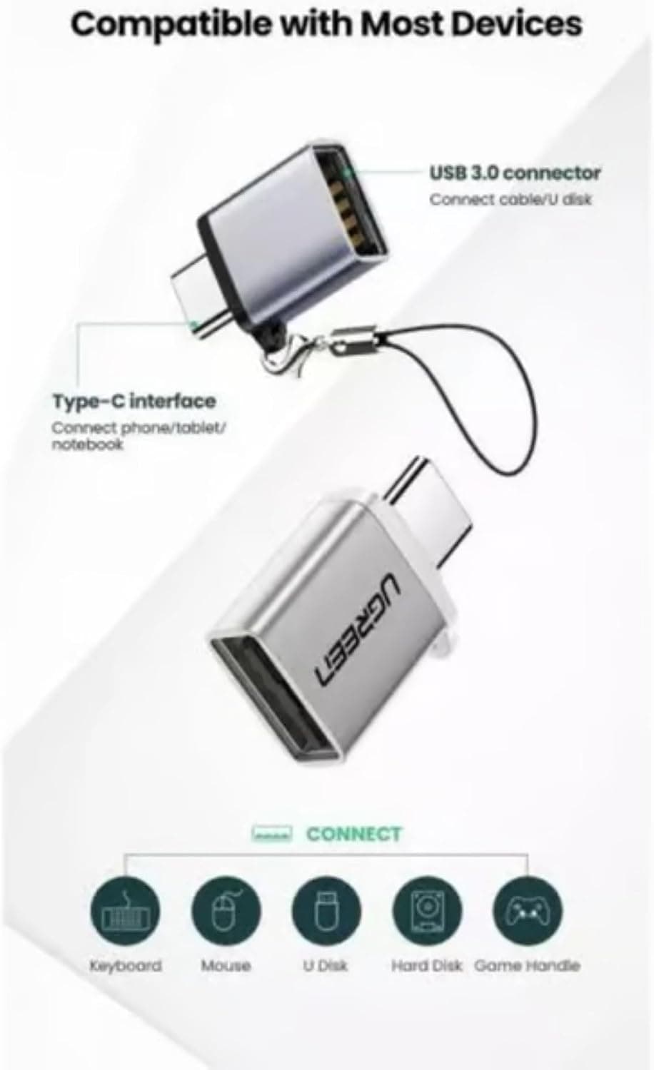مبدل Type-C به USB 3.0 برند UGREEN مبدل Type-C به USB 3.0 برند UGREEN