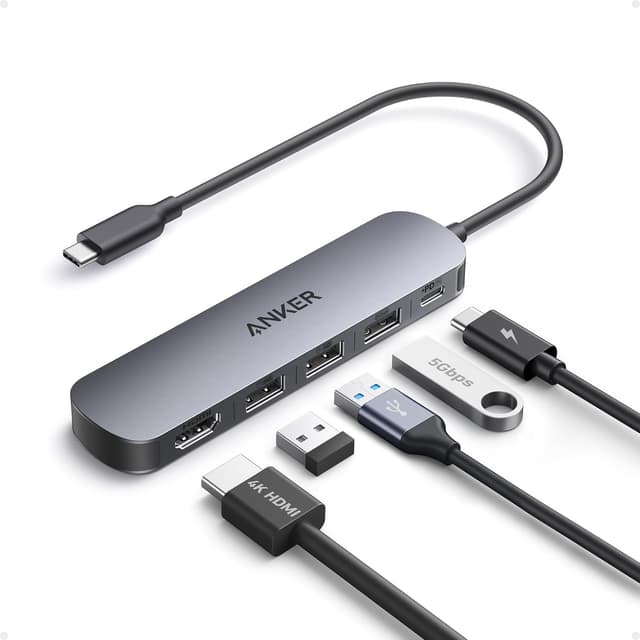 هاب USB-C لپتاپ Anker 5-in-1، مبدل چندپورته 4K HDMI هاب USB-C لپتاپ Anker 5-in-1، مبدل چندپورته 4K HDMI