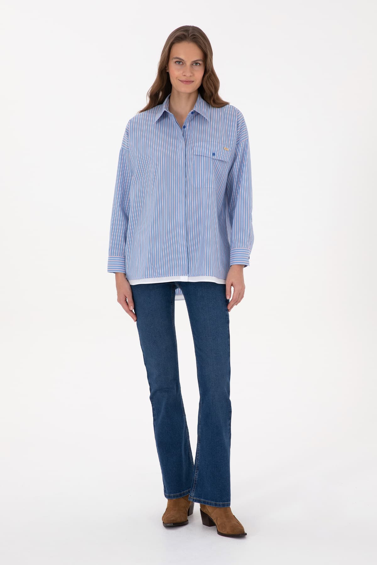پیراهن زنانه U.S. Polo Assn. راهراه آستینبلند آبی سلطنتی مدل 50316369-VR032 پیراهن زنانه U.S. Polo Assn. راهراه آستینبلند آبی سلطنتی مدل 50316369-VR032