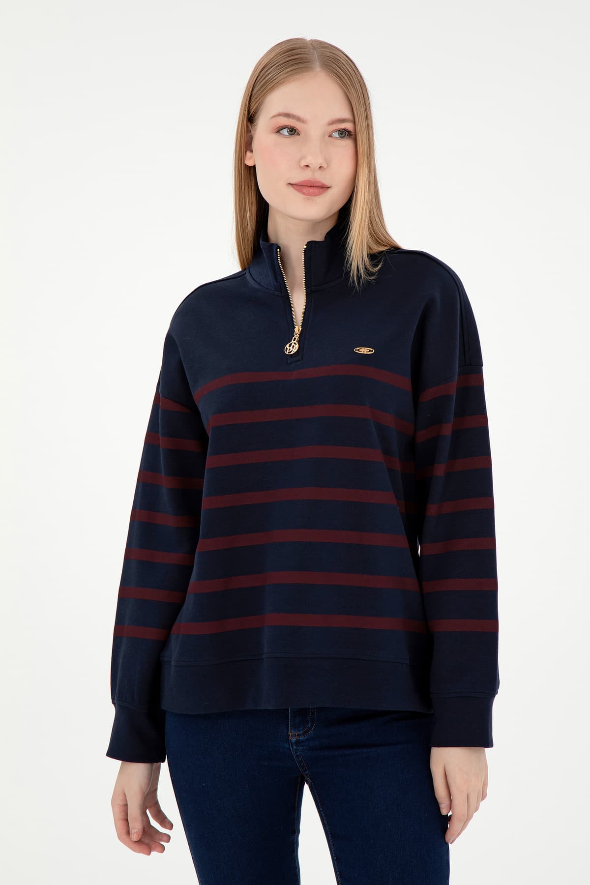 سوئیشرت زنانه U.S. Polo Assn. سرمهای زیپدار یقه ایستاده مدل 50298989-VR033 سوئیشرت زنانه U.S. Polo Assn. سرمهای زیپدار یقه ایستاده مدل 50298989-VR033