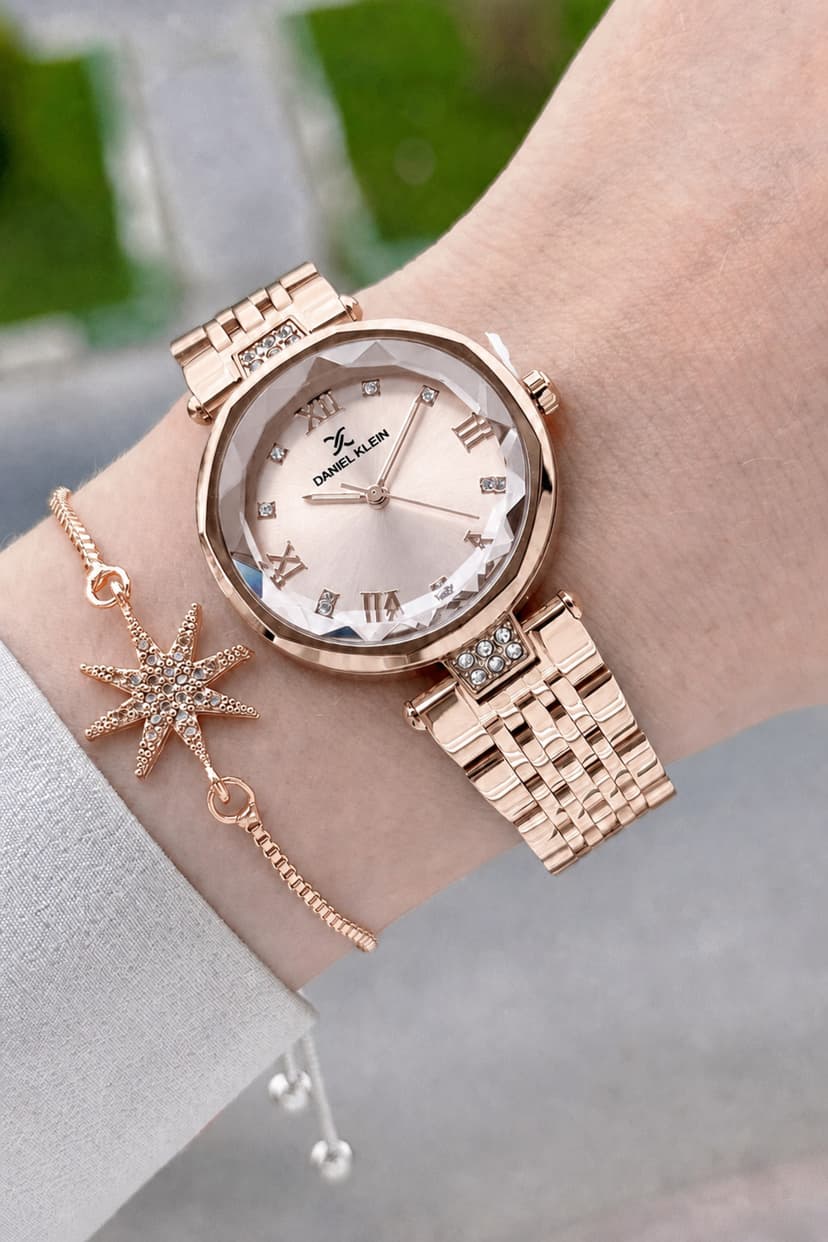 ساعت مچی زنانه Daniel Klein رنگ رز شیشه تراشدار 32 mm ساعت مچی زنانه Daniel Klein رنگ رز شیشه تراشدار 32 mm