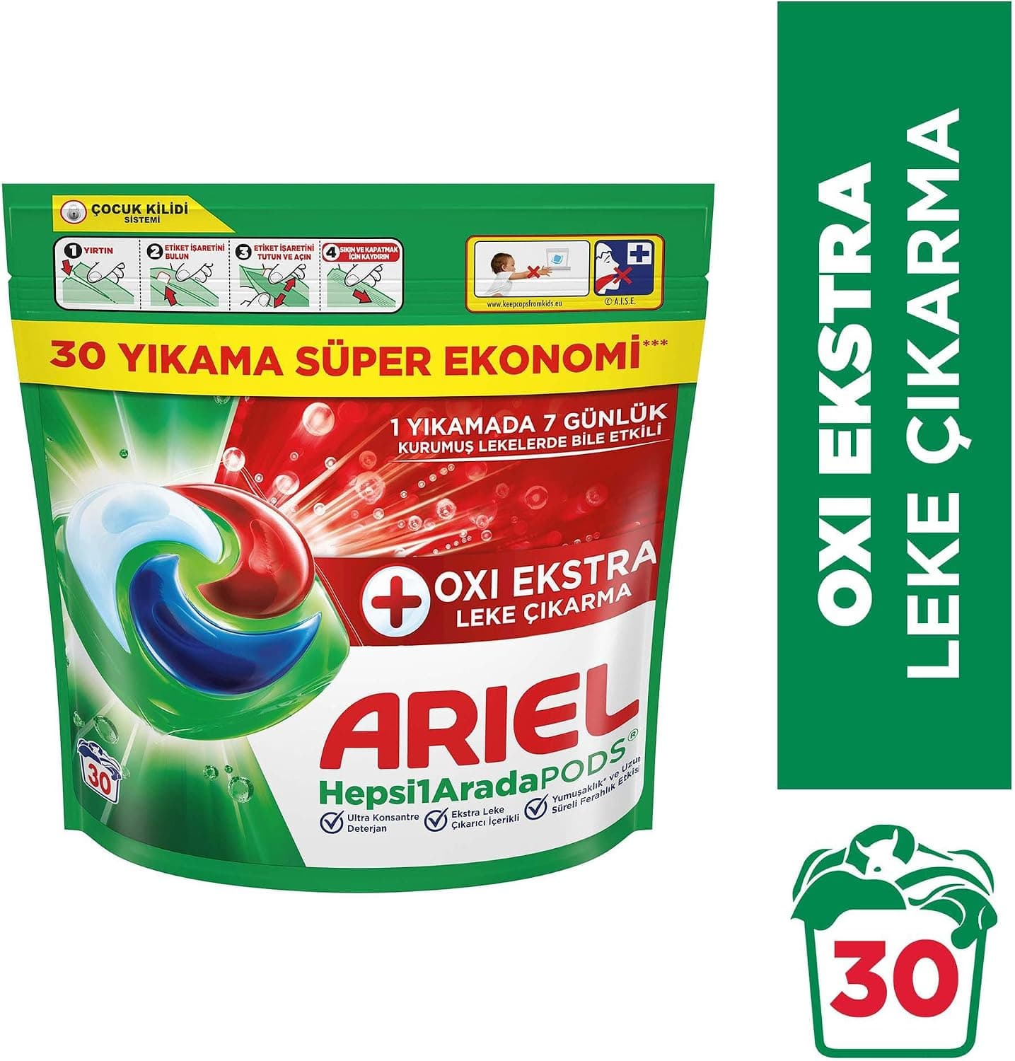 کپسول شوینده لباس Ariel Hepsi1Arada PODS با لکهبری Oxi برای لباسهای سفید و رنگی 30 شستوشو کپسول شوینده لباس Ariel Hepsi1Arada PODS با لکهبری Oxi برای لباسهای سفید و رنگی 30 شستوشو