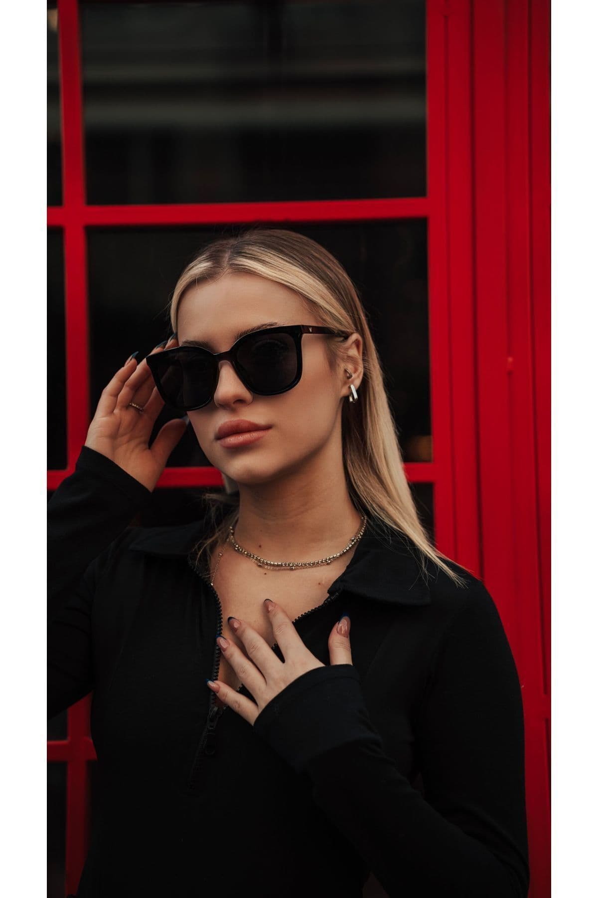 عینک آفتابی زنانه Angel Eyes هندسی قاب مشکی شیشه مشکی مدل Selin عینک آفتابی زنانه Angel Eyes هندسی قاب مشکی شیشه مشکی مدل Selin