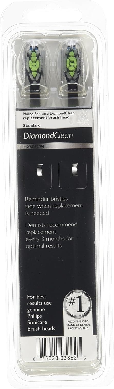 سری یدک مسواک برقی PHILIPS Sonicare DiamondClean مشکی بسته 2 عددی مدل HX6062 / 94 سری یدک مسواک برقی PHILIPS Sonicare DiamondClean مشکی بسته 2 عددی مدل HX6062 / 94