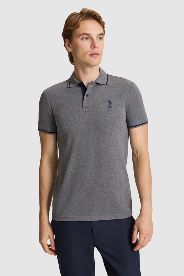 تیشرت مردانه یقه پولو U.S. Polo Assn. ذغالی ملانژ فیت اسلیم مدل 50326975-VR081 تیشرت مردانه یقه پولو U.S. Polo Assn. ذغالی ملانژ فیت اسلیم مدل 50326975-VR081