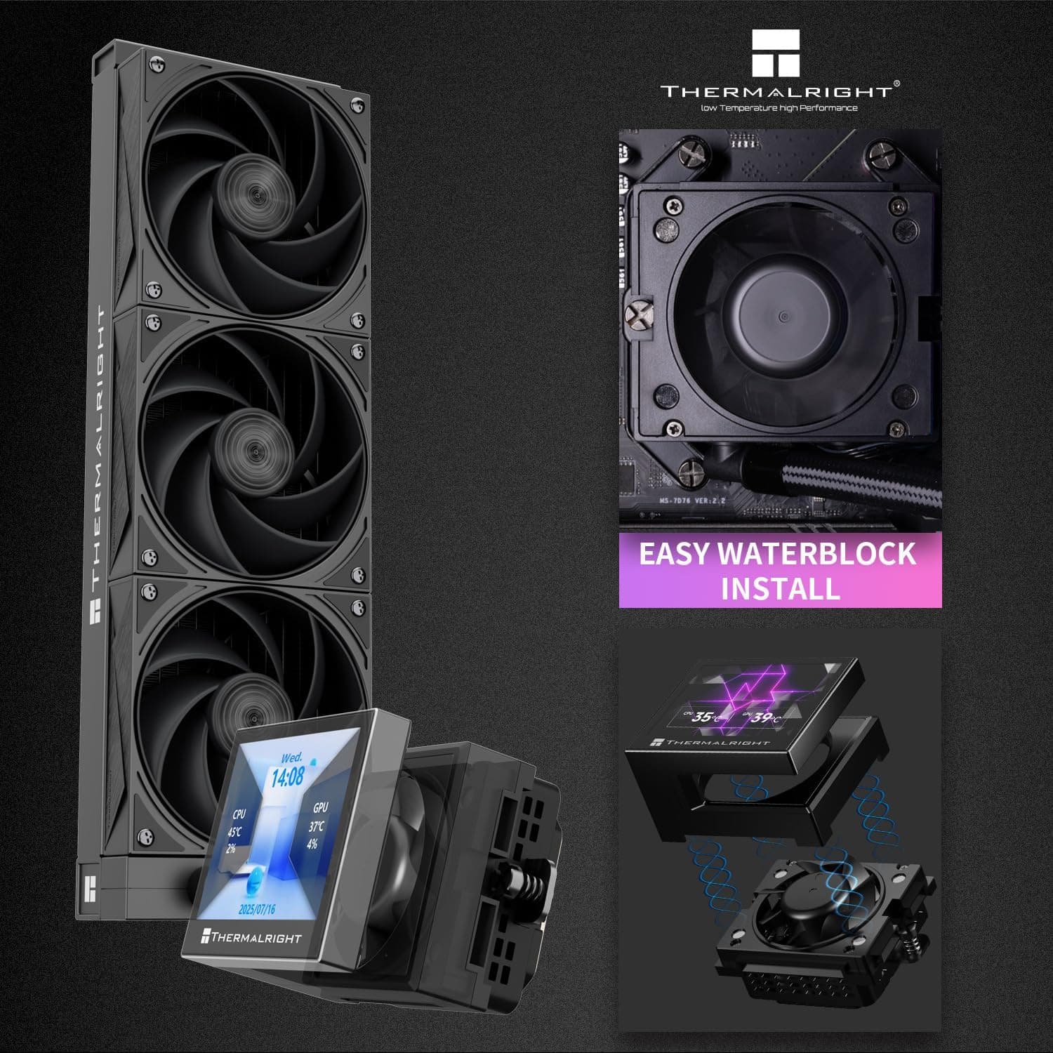 خنککننده مایع CPU Thermalright مشکی صفحه LCD 3.5 اینچی مدل Stream Vision 360 خنککننده مایع CPU Thermalright مشکی صفحه LCD 3.5 اینچی مدل Stream Vision 360