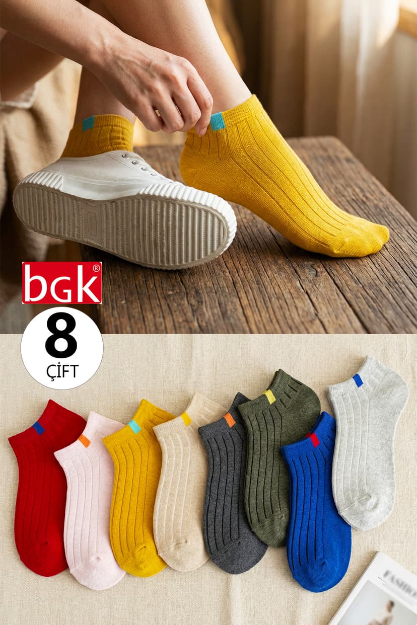 جوراب کوتاه یونیسکس BGK رنگی 8 جفت جوراب کوتاه یونیسکس BGK رنگی 8 جفت