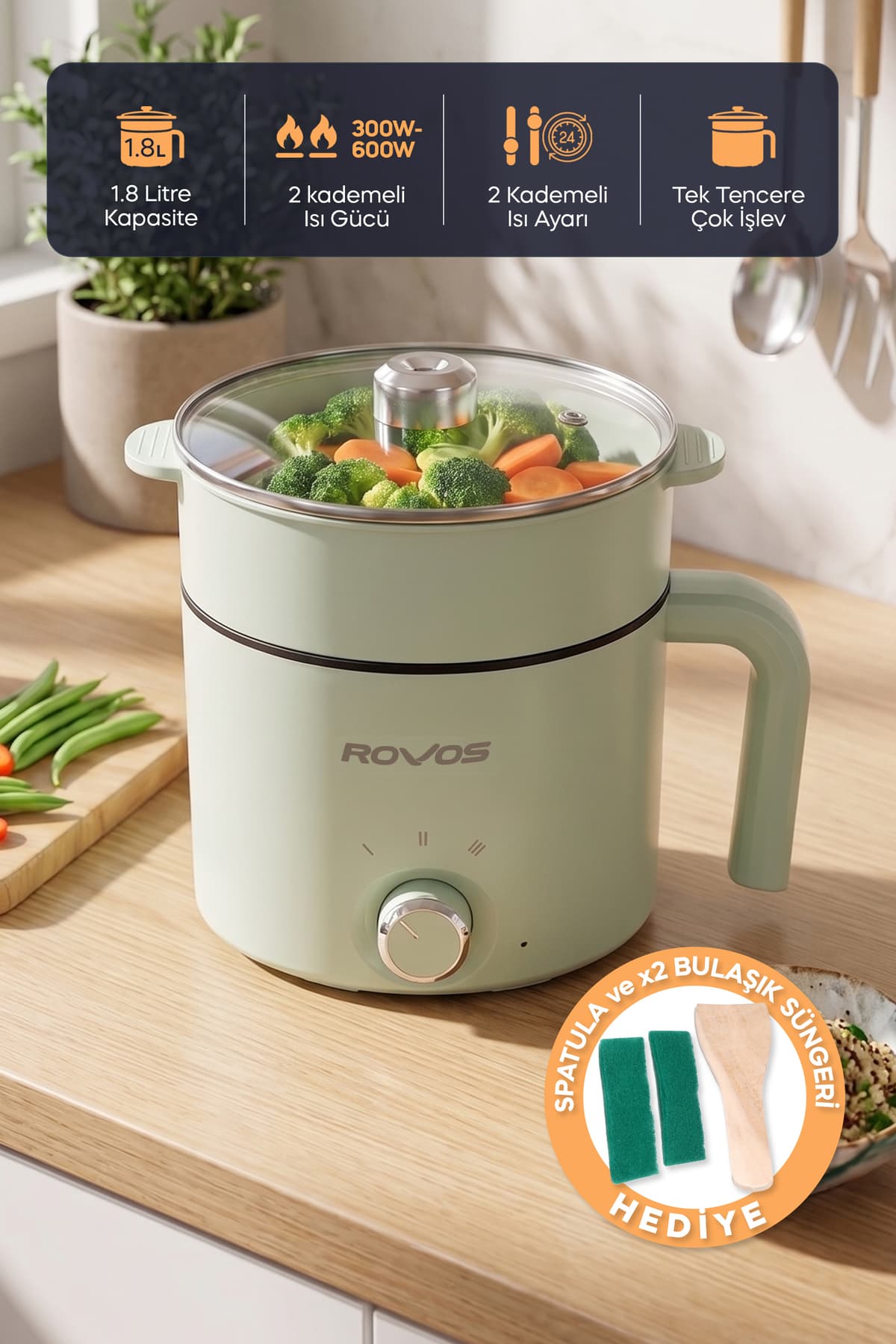 دستگاه پختوپز برقی چندکاره Pikas Rovos با قابلیت بخارپز و پخت در روغن مدل RV-5100 دستگاه پختوپز برقی چندکاره Pikas Rovos با قابلیت بخارپز و پخت در روغن مدل RV-5100