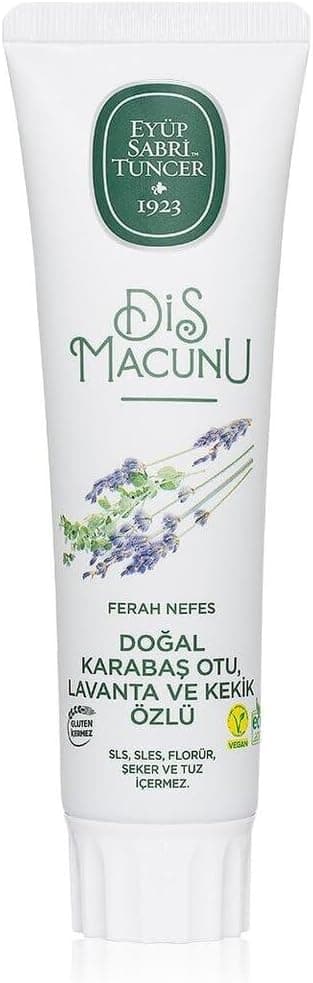 خمیردندان Eyup Sabri Tuncer طبیعی با عصاره گیاه کاراباش، اسطوخودوس و آویشن 90ml خمیردندان Eyup Sabri Tuncer طبیعی با عصاره گیاه کاراباش، اسطوخودوس و آویشن 90ml