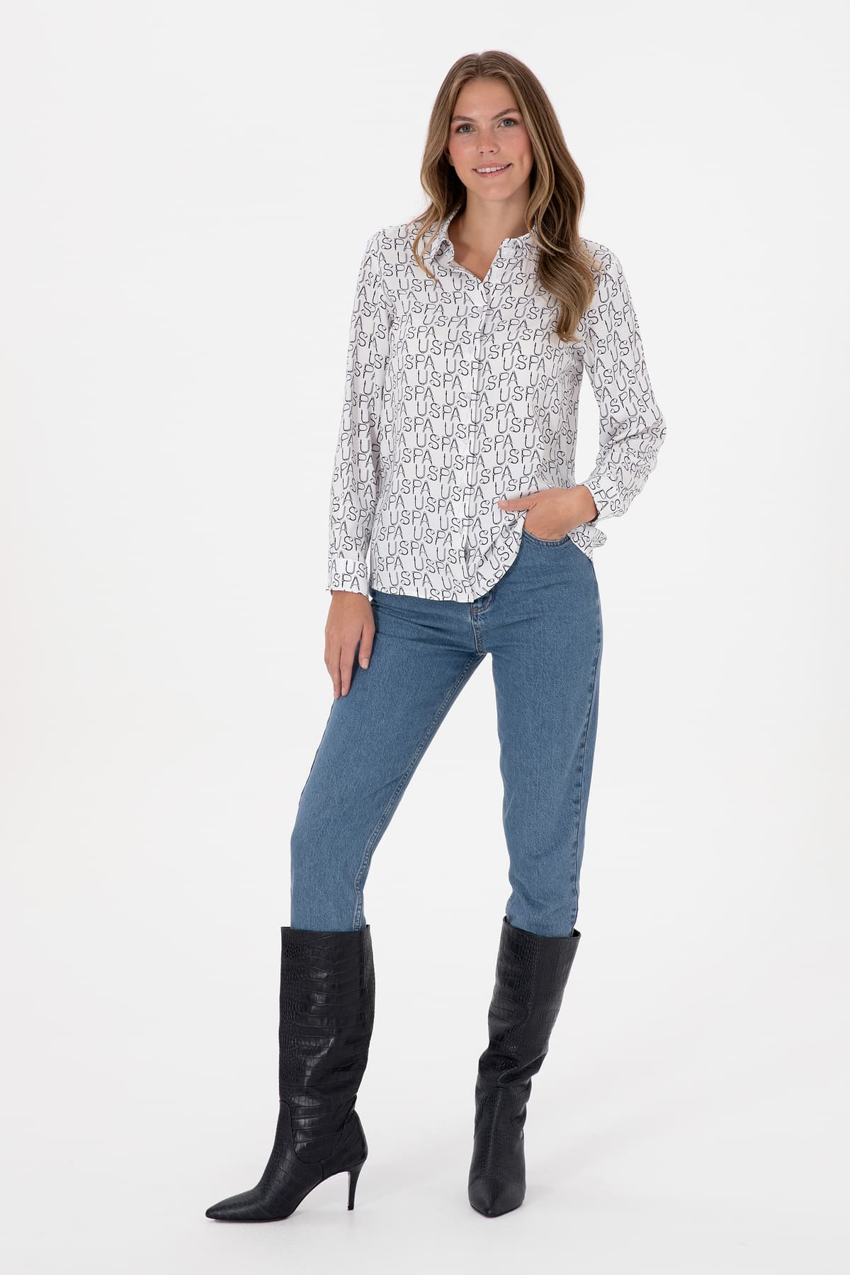 پیراهن زنانه U.S. Polo Assn. آستین بلند سرمهای مدل 50315894-VR033 پیراهن زنانه U.S. Polo Assn. آستین بلند سرمهای مدل 50315894-VR033