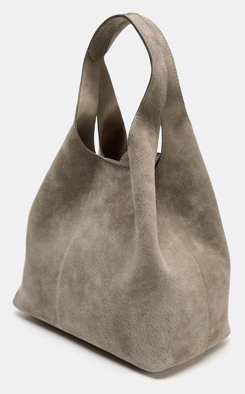 کیف توت زنانه Zara چرمی مینی خاکستری کیف توت زنانه Zara چرمی مینی خاکستری