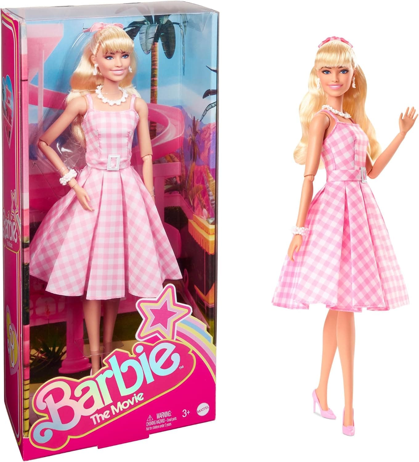 عروسک Barbie با سرهمی طلایی مدل Barbie Movie عروسک Barbie با سرهمی طلایی مدل Barbie Movie