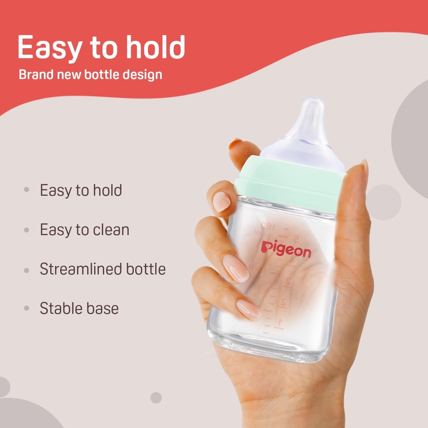 شیشه شیر نوزاد Pigeon دهانه پهن ضدنفخ 160ml شیشه شیر نوزاد Pigeon دهانه پهن ضدنفخ 160ml