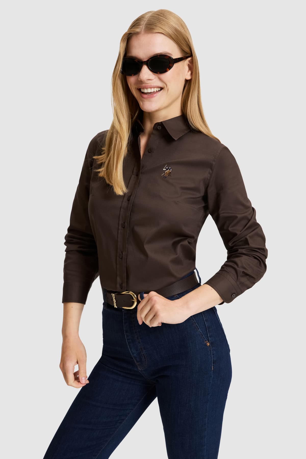 پیراهن زنانه U.S. Polo Assn. قهوهای تیره آستین بلند بیسیک مدل 50329503-VR084 پیراهن زنانه U.S. Polo Assn. قهوهای تیره آستین بلند بیسیک مدل 50329503-VR084