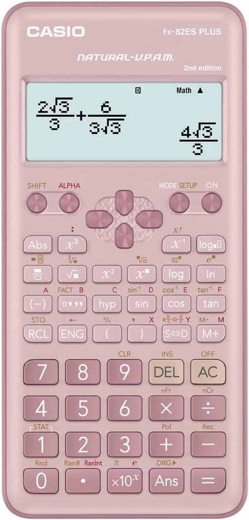 ماشینحساب علمی Casio صورتی غیرقابلبرنامهریزی ۱۰ + ۲ رقمی ۲۵۲ عملکرد مدل FX-82ESPLUS-2PKWDT ماشینحساب علمی Casio صورتی غیرقابلبرنامهریزی ۱۰ + ۲ رقمی ۲۵۲ عملکرد مدل FX-82ESPLUS-2PKWDT