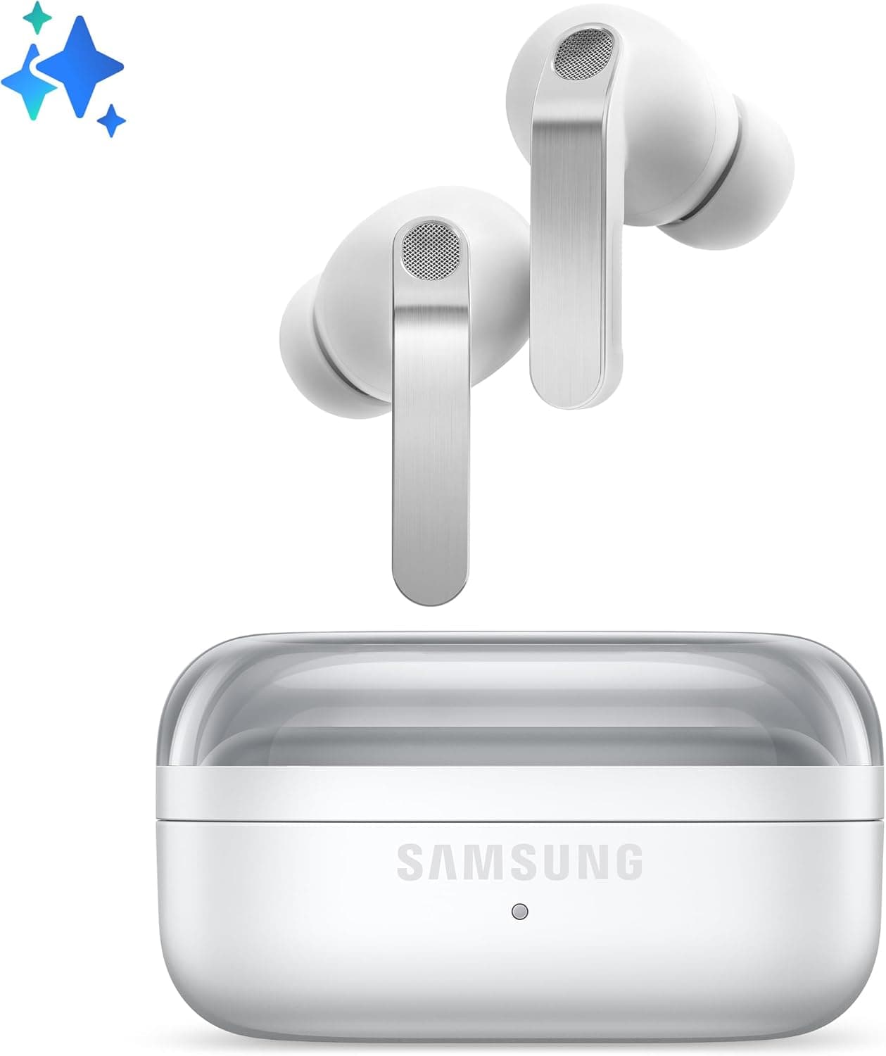 هدفون بلوتوثی Samsung Galaxy Buds4 Pro سفید با بدنه فلزی، بلندگوی دوطرفه و آمپلیفایر دوگانه، ANC بهبودیافته و کنترل تطبیقی نویز هدفون بلوتوثی Samsung Galaxy Buds4 Pro سفید با بدنه فلزی، بلندگوی دوطرفه و آمپلیفایر دوگانه، ANC بهبودیافته و کنترل تطبیقی نویز