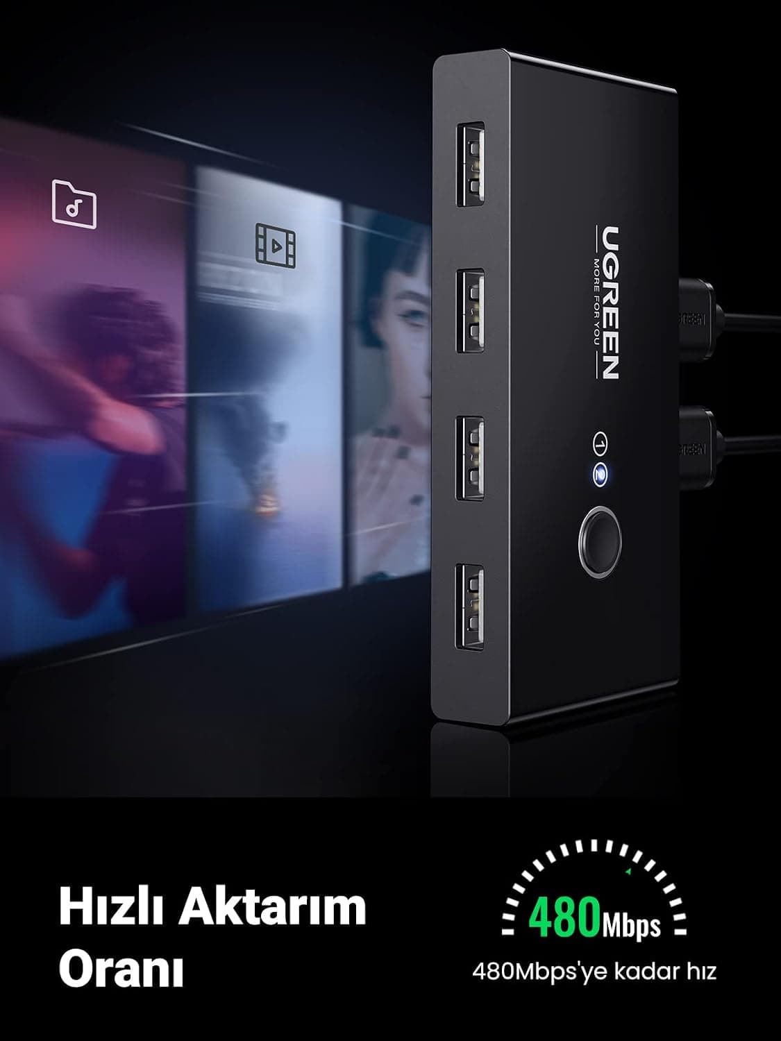 آداپتور سوییچ اشتراکگذاری USB چهارپورت برای کامپیوتر UGREEN آداپتور سوییچ اشتراکگذاری USB چهارپورت برای کامپیوتر UGREEN