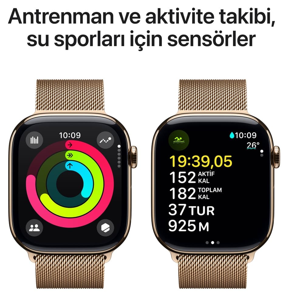 ساعت هوشمند Apple مدل Series 10 تیتانیوم طلایی GPS Cellular 42mm ساعت هوشمند Apple مدل Series 10 تیتانیوم طلایی GPS Cellular 42mm