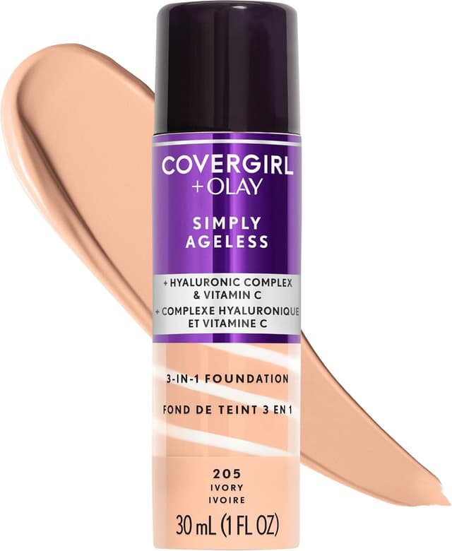 کرم پودر مایع CoverGirl+Olay Simply Ageless 3-in-1 رنگ عاجی 1 Ounce کرم پودر مایع CoverGirl+Olay Simply Ageless 3-in-1 رنگ عاجی 1 Ounce