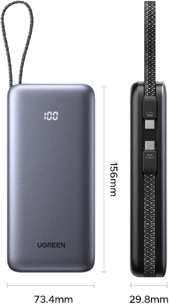 پاوربانک Ugreen مدل PB528 با ظرفیت 20000mAh و توان 30W همراه با کابل USB-C خاکستری پاوربانک Ugreen مدل PB528 با ظرفیت 20000mAh و توان 30W همراه با کابل USB-C خاکستری