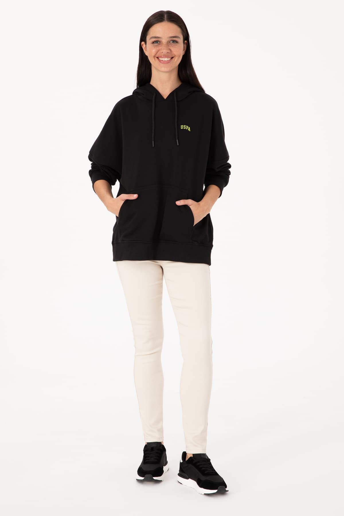 سوئیشرت زنانه U.S. Polo Assn. مشکی کلاهدار بیسیک مدل 50297324-VR046 سوئیشرت زنانه U.S. Polo Assn. مشکی کلاهدار بیسیک مدل 50297324-VR046