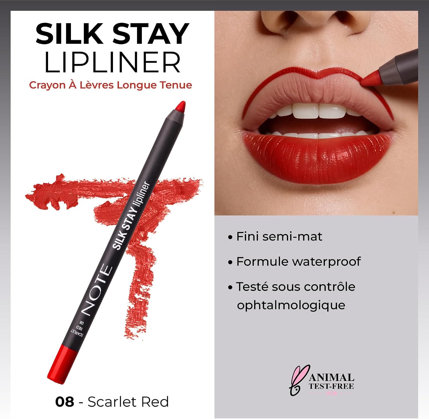مداد لب ضدآب ابریشمی Note Cosmetics رنگ 08 Scarlet Red مداد لب ضدآب ابریشمی Note Cosmetics رنگ 08 Scarlet Red