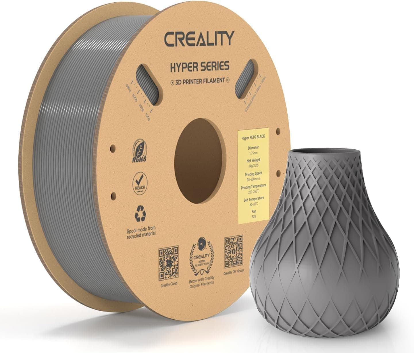 فیلامنت Creality Hyper PETG به رنگ خاکستری فیلامنت Creality Hyper PETG به رنگ خاکستری