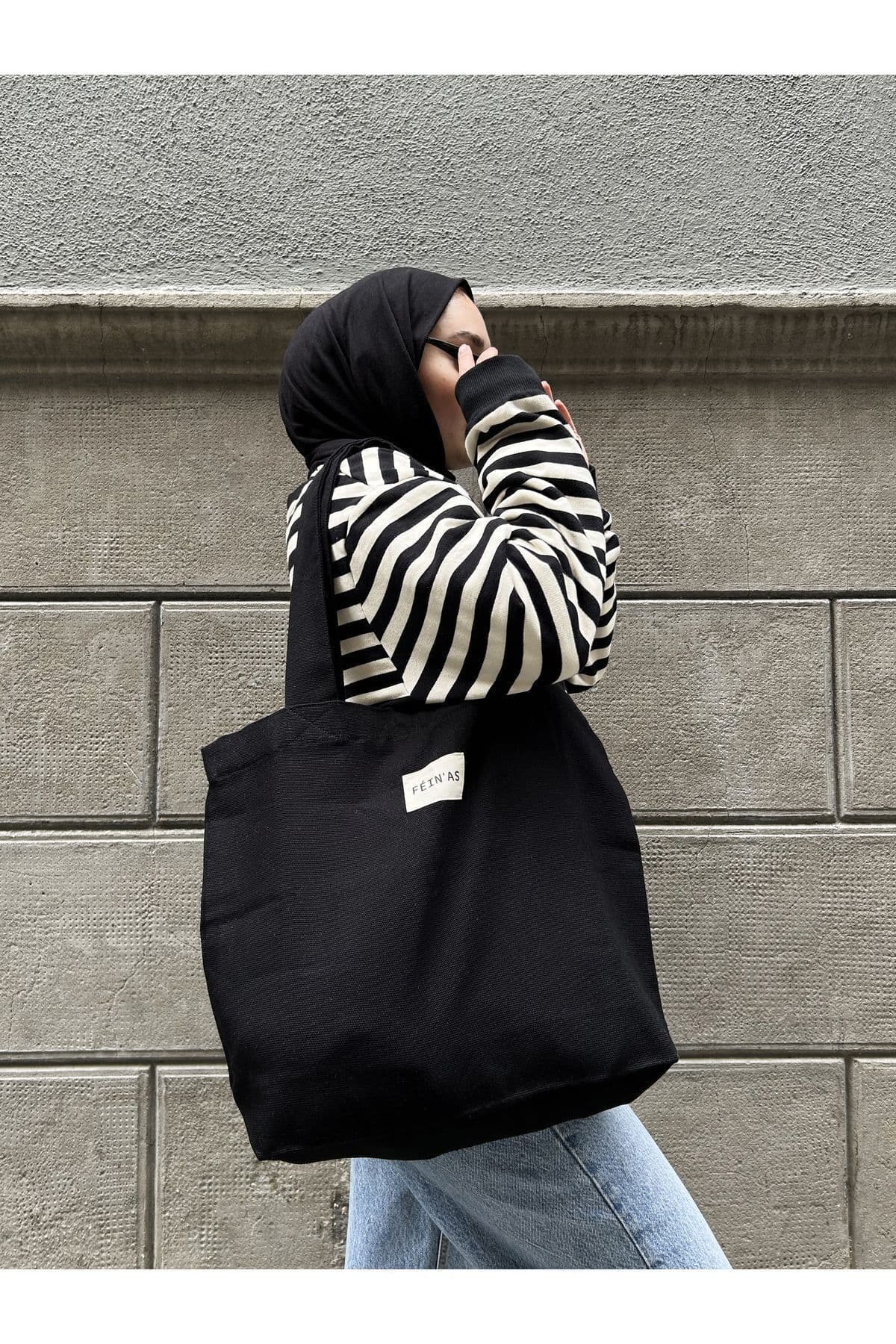 کیف توت زنانه feinas گاباردین %100 پنبه مشکی مدل ÇITÇIT کیف توت زنانه feinas گاباردین %100 پنبه مشکی مدل ÇITÇIT
