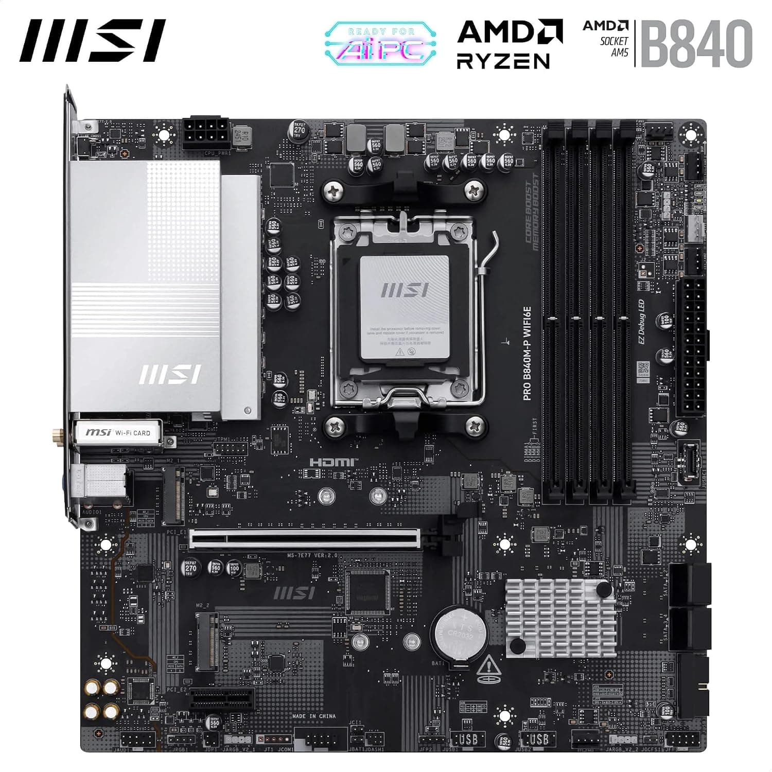 مادربرد MSI مدل PRO B840M-P WIFI6E AM5 DDR5 8000MHZ(OC) MATX مادربرد MSI مدل PRO B840M-P WIFI6E AM5 DDR5 8000MHZ(OC) MATX