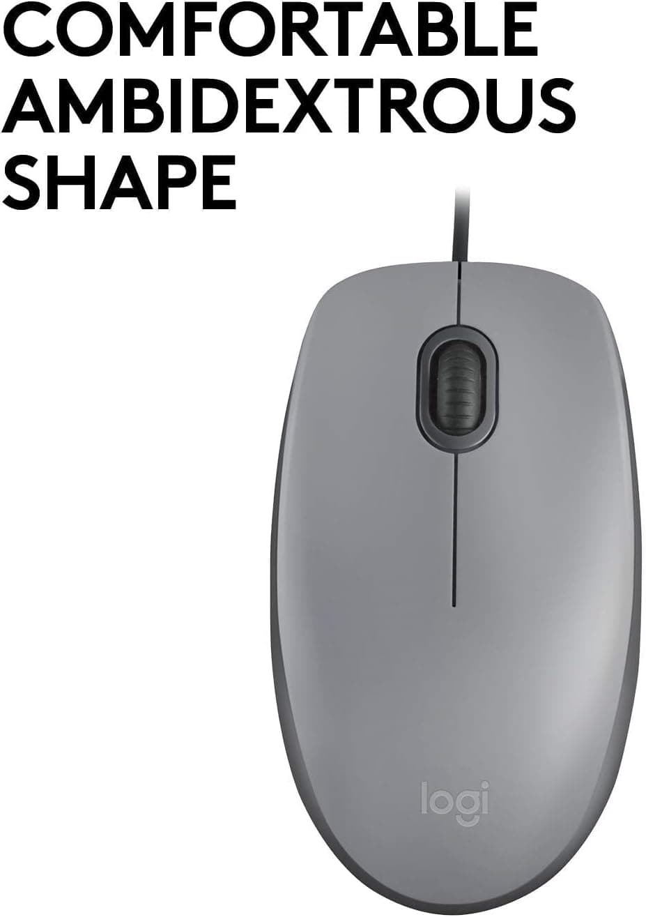 ماوس سیمی USB مناسب PC و Mac Logitech با فناوری Quiet Click، اتصال USB-A و کاربری دوطرفه، خاکستری مدل M110 ماوس سیمی USB مناسب PC و Mac Logitech با فناوری Quiet Click، اتصال USB-A و کاربری دوطرفه، خاکستری مدل M110