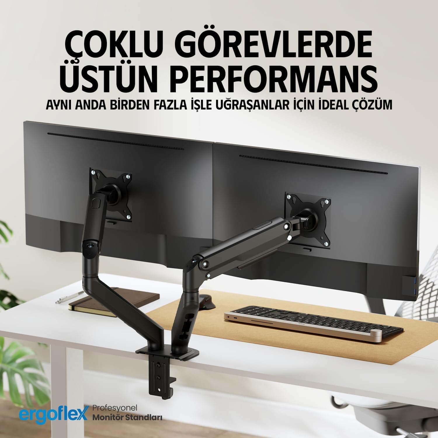 پایه مانیتور دو بازو ergoflex مناسب 17 تا 32 inch با تحمل وزن 2 تا 9 kg و کمکفنر مدل EF X16 پایه مانیتور دو بازو ergoflex مناسب 17 تا 32 inch با تحمل وزن 2 تا 9 kg و کمکفنر مدل EF X16