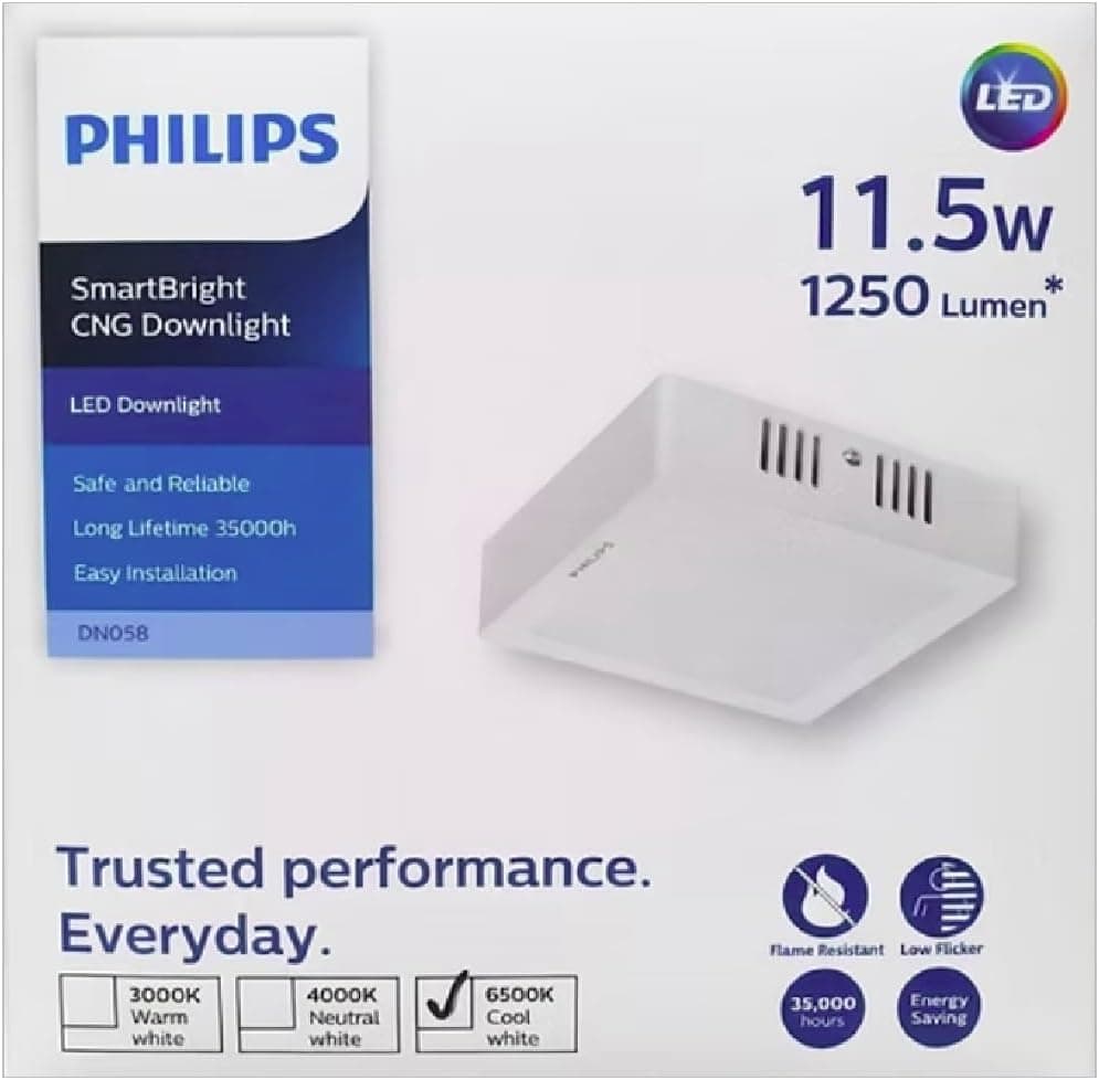 چراغ LED روکار مربع PHILIPS مدل DN058C 11.5W 865 نور سفید 165x165 چراغ LED روکار مربع PHILIPS مدل DN058C 11.5W 865 نور سفید 165x165